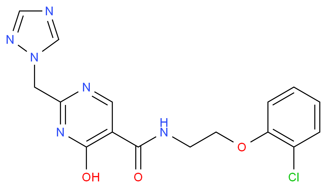 N-[2-(2-chlorophenoxy)ethyl]-4-hydroxy-2-(1H-1,2,4-triazol-1-ylmethyl)pyrimidine-5-carboxamide_Molecular_structure_CAS_)