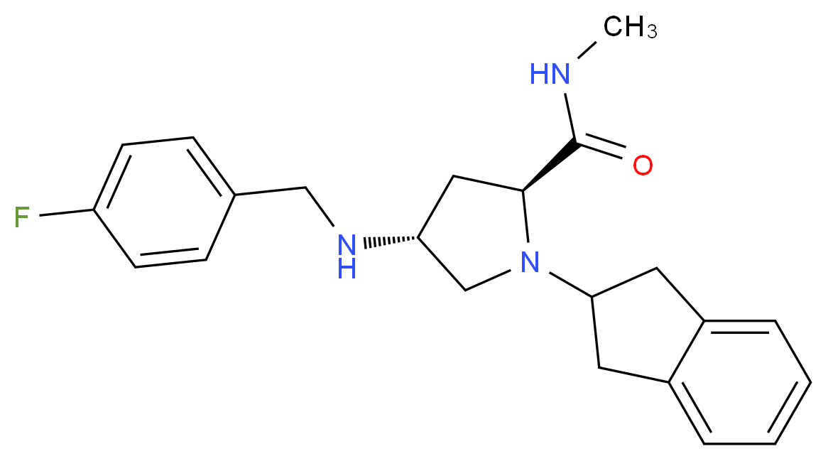 (4R)-1-(2,3-dihydro-1H-inden-2-yl)-4-[(4-fluorobenzyl)amino]-N-methyl-L-prolinamide_Molecular_structure_CAS_)