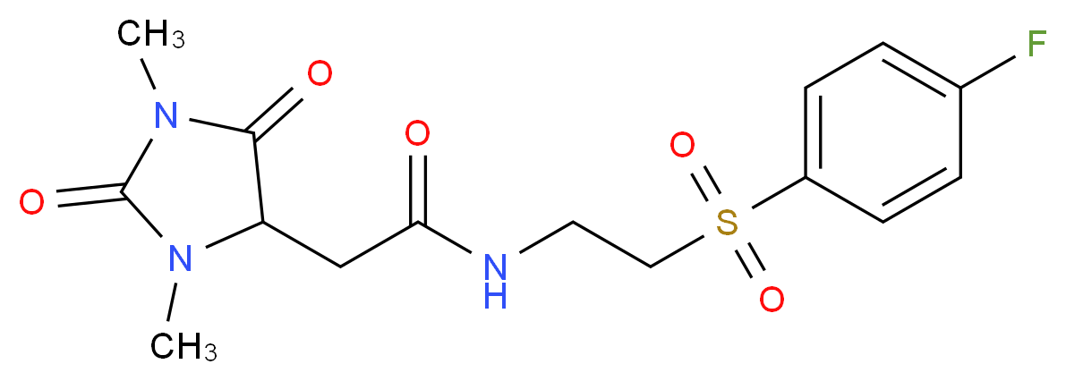 2-(1,3-dimethyl-2,5-dioxoimidazolidin-4-yl)-N-{2-[(4-fluorophenyl)sulfonyl]ethyl}acetamide_Molecular_structure_CAS_)
