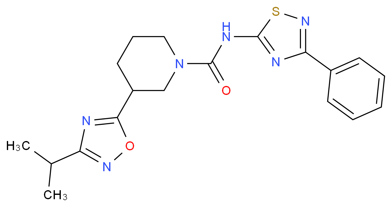 3-(3-isopropyl-1,2,4-oxadiazol-5-yl)-N-(3-phenyl-1,2,4-thiadiazol-5-yl)piperidine-1-carboxamide_Molecular_structure_CAS_)