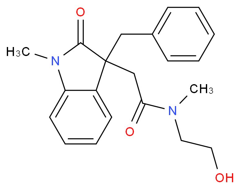 2-(3-benzyl-1-methyl-2-oxo-2,3-dihydro-1H-indol-3-yl)-N-(2-hydroxyethyl)-N-methylacetamide_Molecular_structure_CAS_)