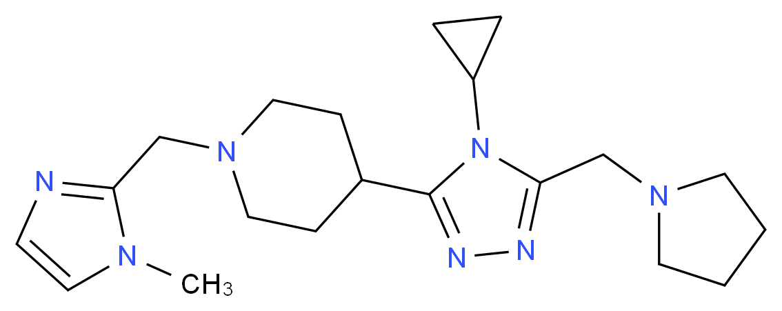 4-[4-cyclopropyl-5-(pyrrolidin-1-ylmethyl)-4H-1,2,4-triazol-3-yl]-1-[(1-methyl-1H-imidazol-2-yl)methyl]piperidine_Molecular_structure_CAS_)