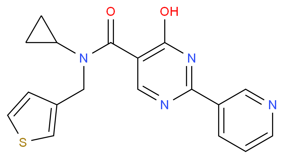N-cyclopropyl-4-hydroxy-2-pyridin-3-yl-N-(3-thienylmethyl)pyrimidine-5-carboxamide_Molecular_structure_CAS_)