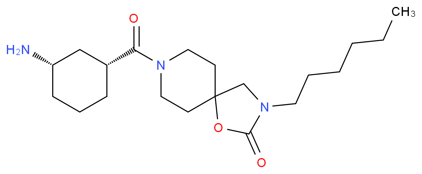 8-{[(1R*,3S*)-3-aminocyclohexyl]carbonyl}-3-hexyl-1-oxa-3,8-diazaspiro[4.5]decan-2-one_Molecular_structure_CAS_)