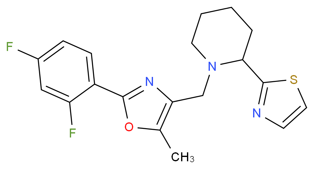 1-{[2-(2,4-difluorophenyl)-5-methyl-1,3-oxazol-4-yl]methyl}-2-(1,3-thiazol-2-yl)piperidine_Molecular_structure_CAS_)