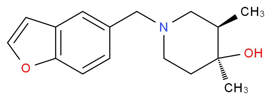 (3R*,4S*)-1-(1-benzofuran-5-ylmethyl)-3,4-dimethylpiperidin-4-ol_Molecular_structure_CAS_)