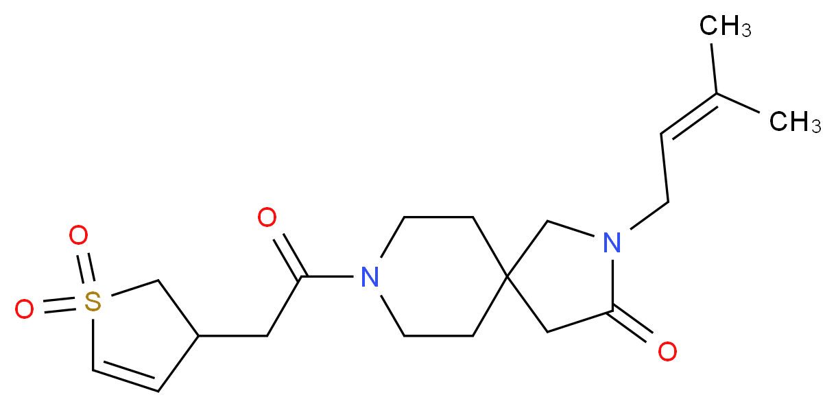 8-[(1,1-dioxido-2,3-dihydro-3-thienyl)acetyl]-2-(3-methylbut-2-en-1-yl)-2,8-diazaspiro[4.5]decan-3-one_Molecular_structure_CAS_)