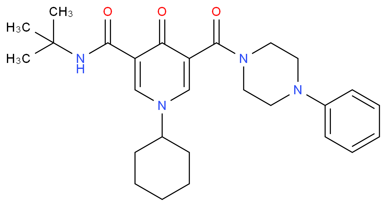 N-(tert-butyl)-1-cyclohexyl-4-oxo-5-[(4-phenyl-1-piperazinyl)carbonyl]-1,4-dihydro-3-pyridinecarboxamide_Molecular_structure_CAS_)