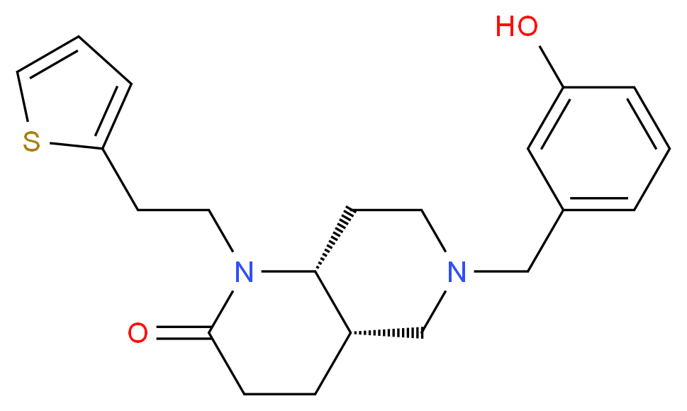 (4aS*,8aR*)-6-(3-hydroxybenzyl)-1-[2-(2-thienyl)ethyl]octahydro-1,6-naphthyridin-2(1H)-one_Molecular_structure_CAS_)