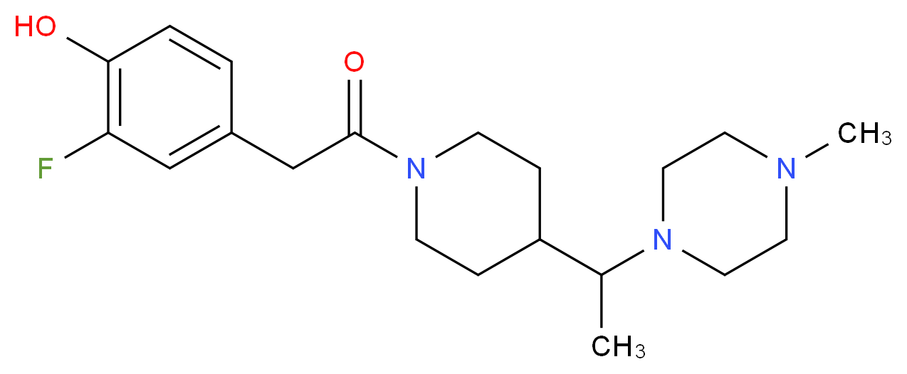 2-fluoro-4-(2-{4-[1-(4-methyl-1-piperazinyl)ethyl]-1-piperidinyl}-2-oxoethyl)phenol_Molecular_structure_CAS_)