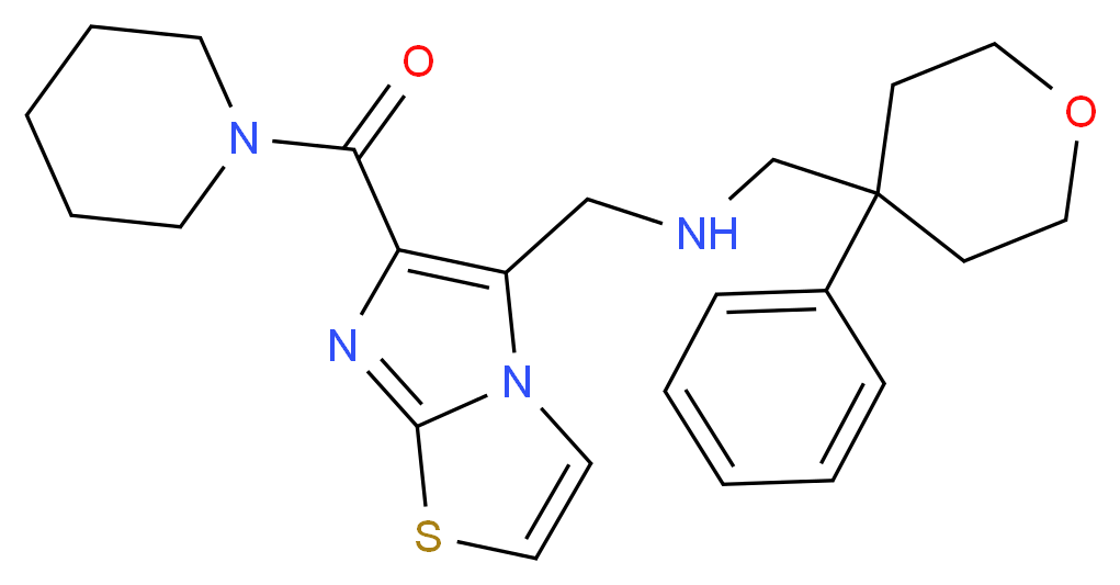 1-(4-phenyltetrahydro-2H-pyran-4-yl)-N-{[6-(1-piperidinylcarbonyl)imidazo[2,1-b][1,3]thiazol-5-yl]methyl}methanamine_Molecular_structure_CAS_)