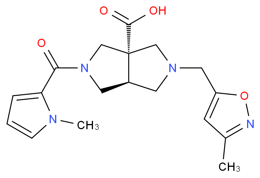 (3aS*,6aS*)-2-[(3-methylisoxazol-5-yl)methyl]-5-[(1-methyl-1H-pyrrol-2-yl)carbonyl]hexahydropyrrolo[3,4-c]pyrrole-3a(1H)-carboxylic acid_Molecular_structure_CAS_)