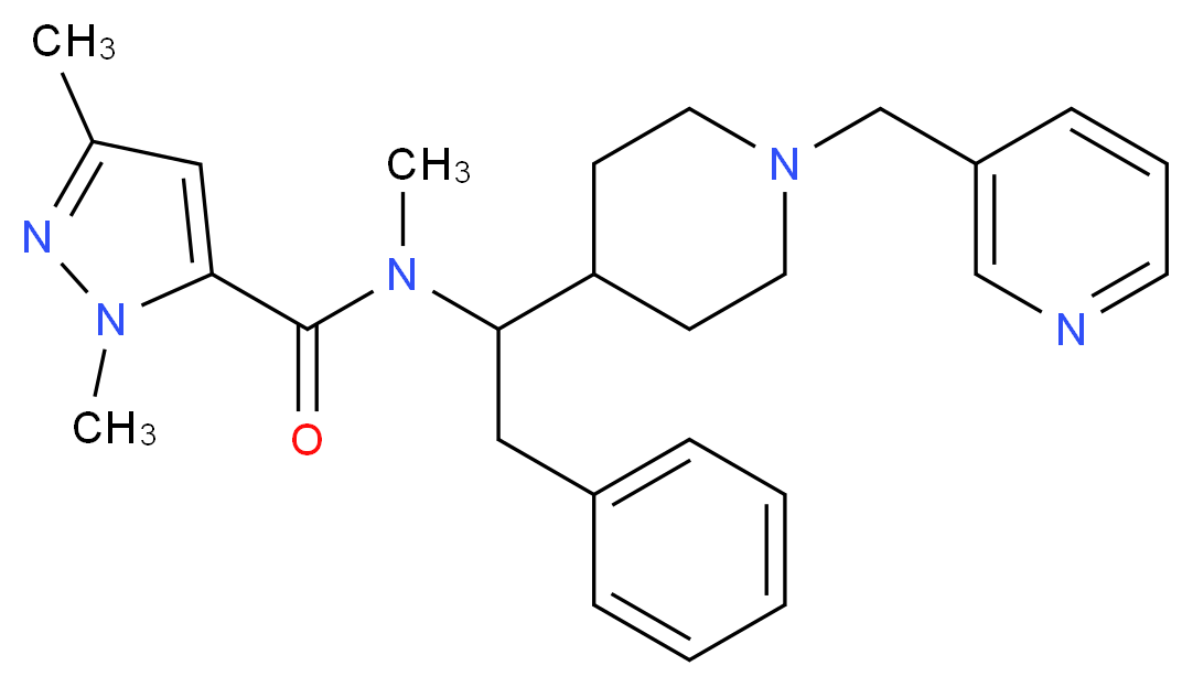 N,1,3-trimethyl-N-{2-phenyl-1-[1-(3-pyridinylmethyl)-4-piperidinyl]ethyl}-1H-pyrazole-5-carboxamide_Molecular_structure_CAS_)