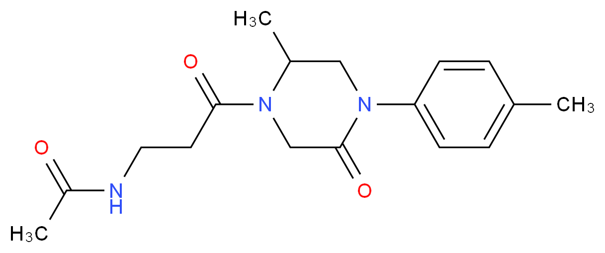 N-{3-[2-methyl-4-(4-methylphenyl)-5-oxo-1-piperazinyl]-3-oxopropyl}acetamide (non-preferred name)_Molecular_structure_CAS_)