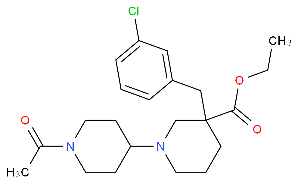 ethyl 1'-acetyl-3-(3-chlorobenzyl)-1,4'-bipiperidine-3-carboxylate_Molecular_structure_CAS_)