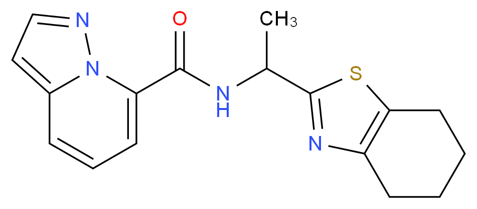 N-[1-(4,5,6,7-tetrahydro-1,3-benzothiazol-2-yl)ethyl]pyrazolo[1,5-a]pyridine-7-carboxamide_Molecular_structure_CAS_)