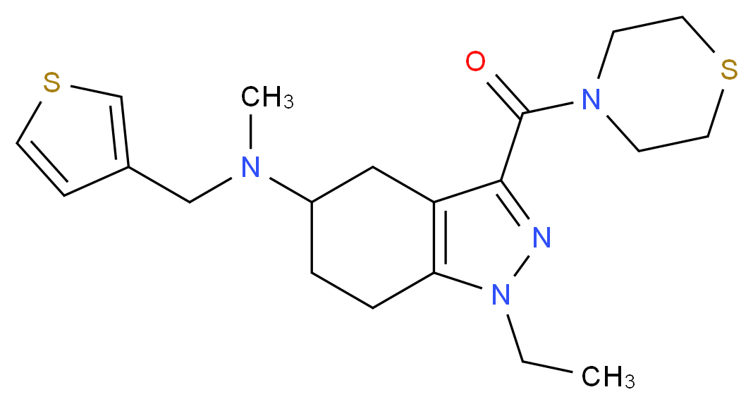 1-ethyl-N-methyl-N-(3-thienylmethyl)-3-(4-thiomorpholinylcarbonyl)-4,5,6,7-tetrahydro-1H-indazol-5-amine_Molecular_structure_CAS_)
