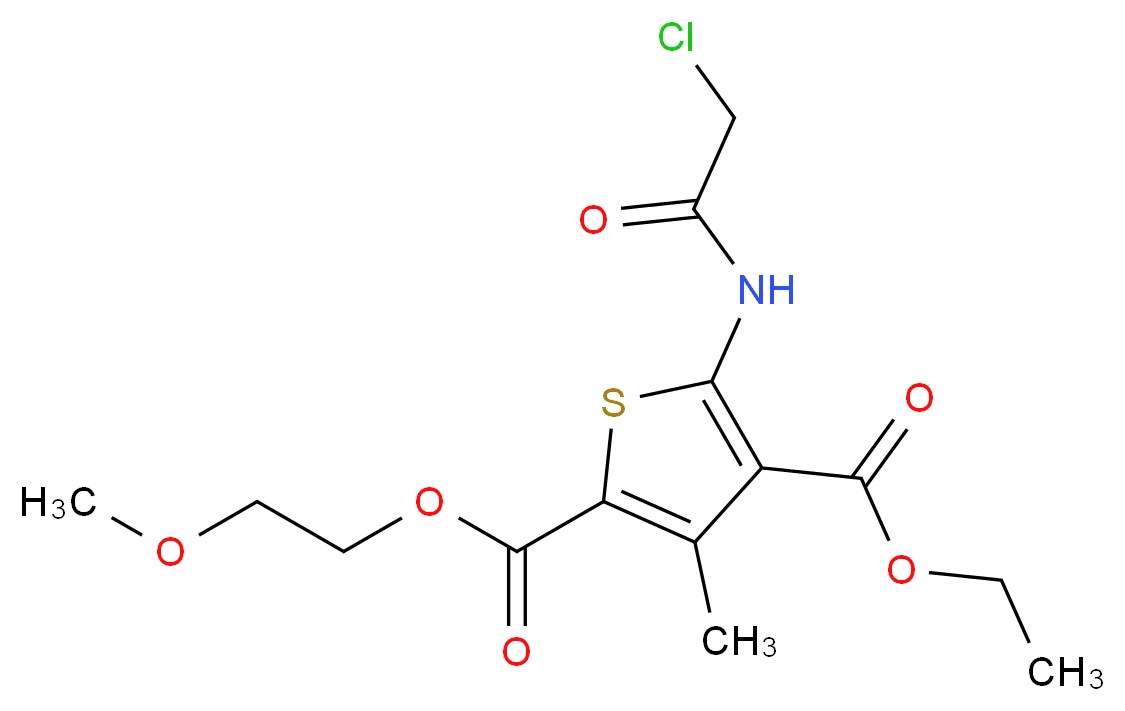 5-(2-Chloro-acetylamino)-3-methyl-thiophene-2,4-dicarboxylic acid 4-ethyl ester 2-(2-methoxy-ethyl) ester_Molecular_structure_CAS_)