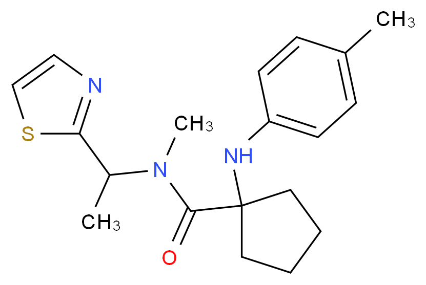 N-methyl-1-[(4-methylphenyl)amino]-N-[1-(1,3-thiazol-2-yl)ethyl]cyclopentanecarboxamide_Molecular_structure_CAS_)