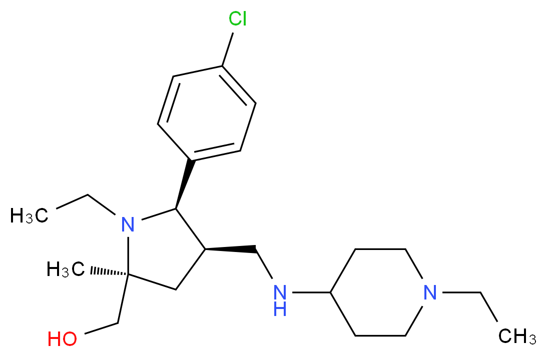 ((2S*,4R*,5R*)-5-(4-chlorophenyl)-1-ethyl-4-{[(1-ethyl-4-piperidinyl)amino]methyl}-2-methyl-2-pyrrolidinyl)methanol_Molecular_structure_CAS_)
