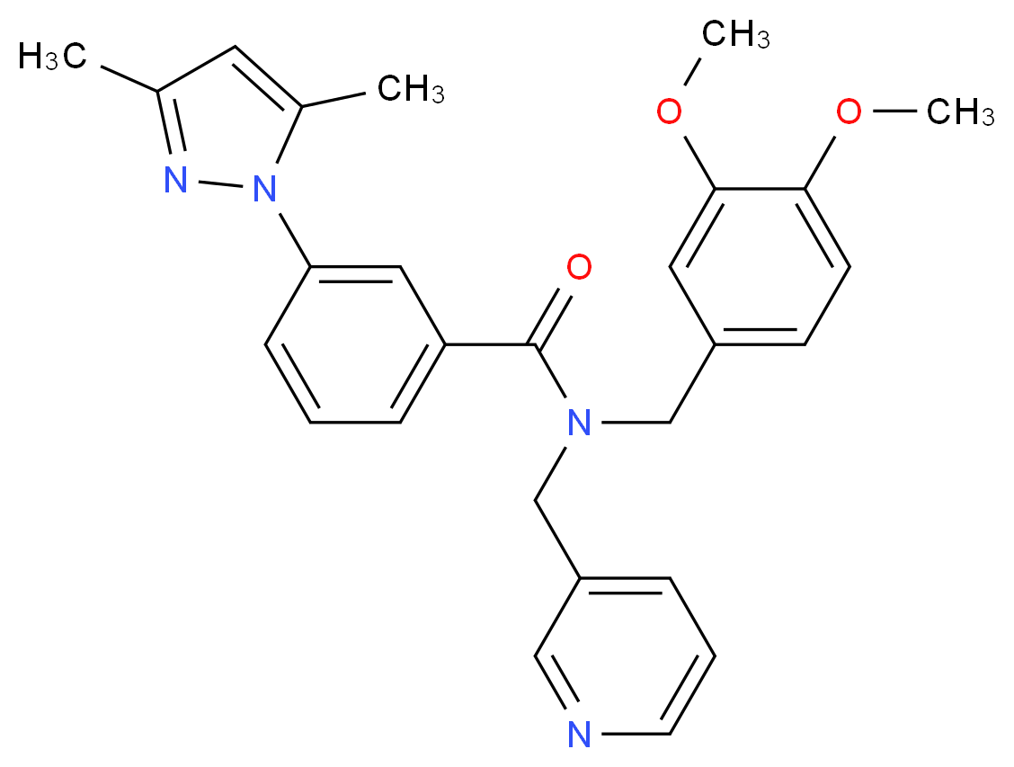 N-(3,4-dimethoxybenzyl)-3-(3,5-dimethyl-1H-pyrazol-1-yl)-N-(3-pyridinylmethyl)benzamide_Molecular_structure_CAS_)