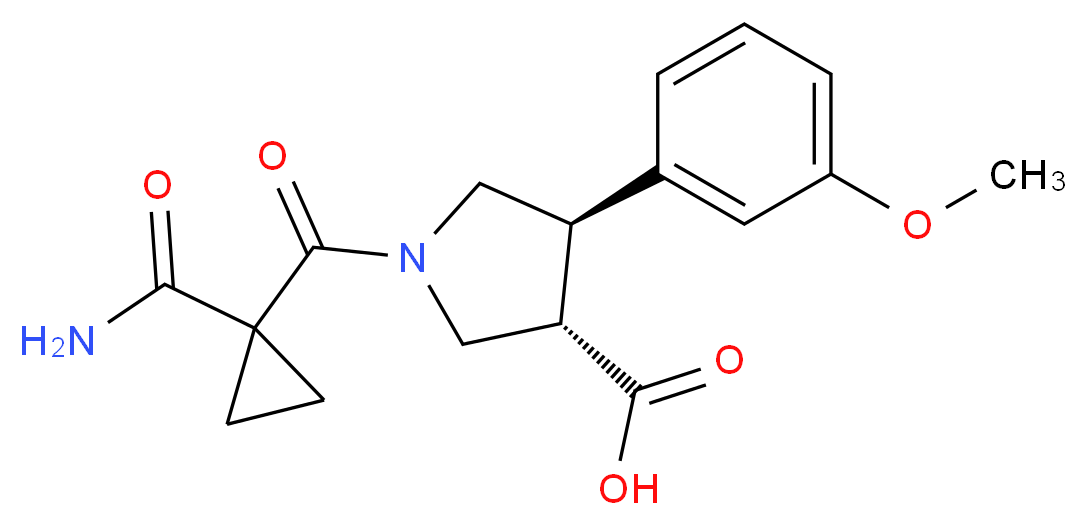 (3S*,4R*)-1-{[1-(aminocarbonyl)cyclopropyl]carbonyl}-4-(3-methoxyphenyl)pyrrolidine-3-carboxylic acid_Molecular_structure_CAS_)