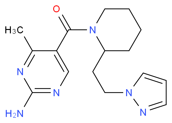 4-methyl-5-({2-[2-(1H-pyrazol-1-yl)ethyl]piperidin-1-yl}carbonyl)pyrimidin-2-amine_Molecular_structure_CAS_)