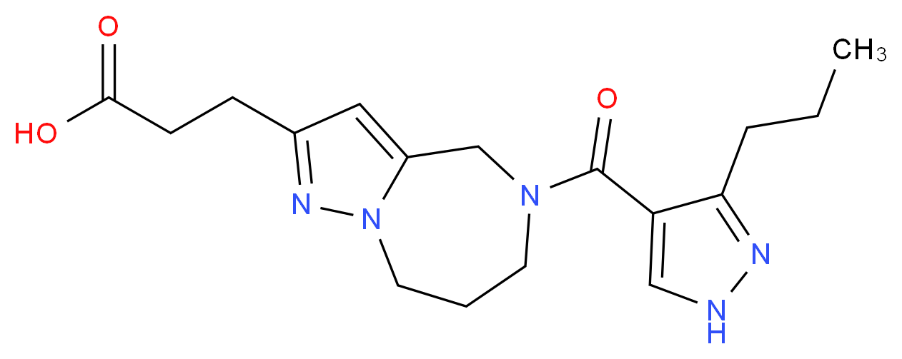3-{5-[(3-propyl-1H-pyrazol-4-yl)carbonyl]-5,6,7,8-tetrahydro-4H-pyrazolo[1,5-a][1,4]diazepin-2-yl}propanoic acid_Molecular_structure_CAS_)