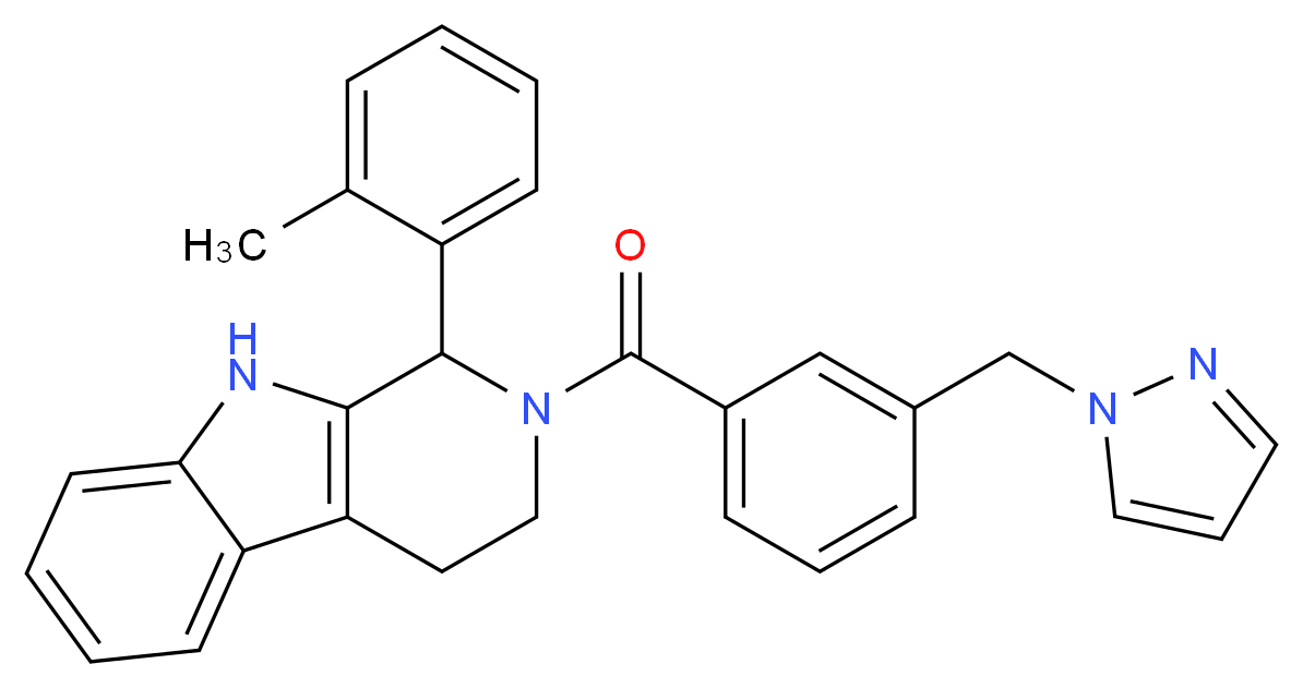1-(2-methylphenyl)-2-[3-(1H-pyrazol-1-ylmethyl)benzoyl]-2,3,4,9-tetrahydro-1H-beta-carboline_Molecular_structure_CAS_)