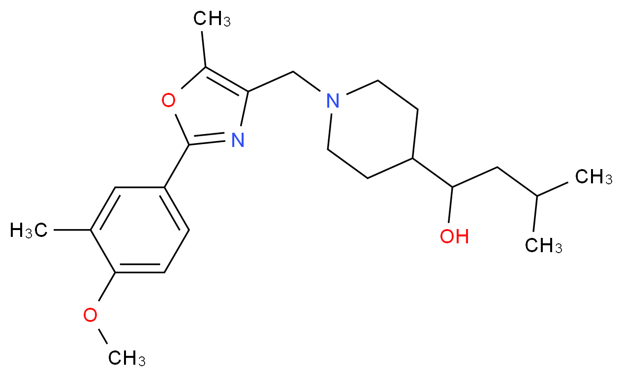 1-(1-{[2-(4-methoxy-3-methylphenyl)-5-methyl-1,3-oxazol-4-yl]methyl}-4-piperidinyl)-3-methyl-1-butanol_Molecular_structure_CAS_)