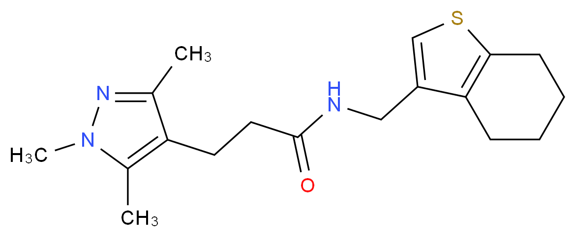 N-(4,5,6,7-tetrahydro-1-benzothien-3-ylmethyl)-3-(1,3,5-trimethyl-1H-pyrazol-4-yl)propanamide_Molecular_structure_CAS_)