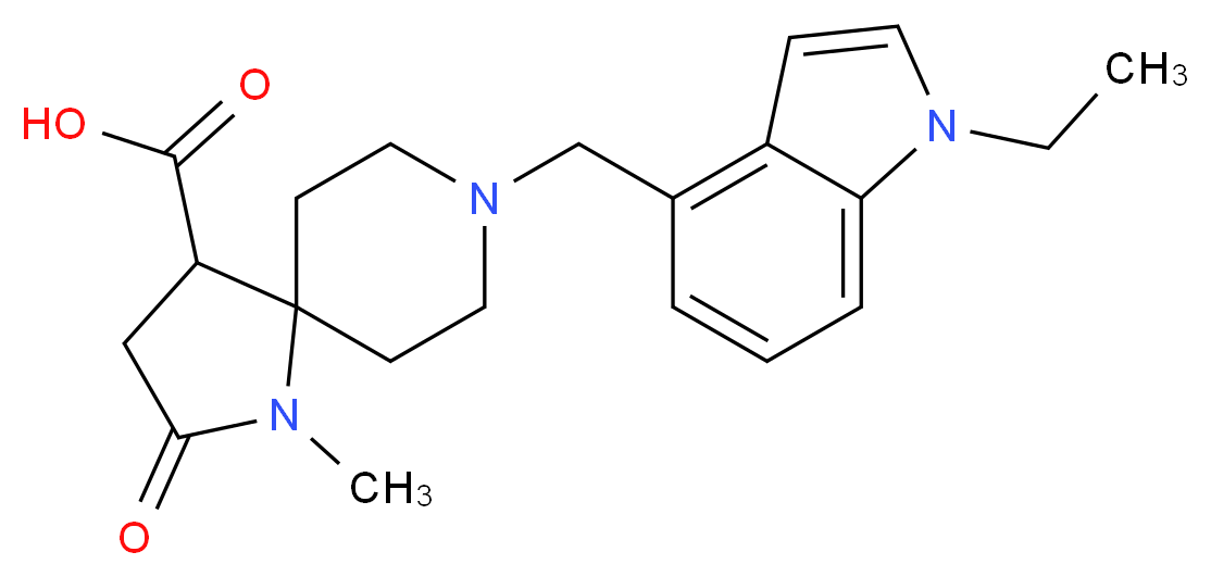 8-[(1-ethyl-1H-indol-4-yl)methyl]-1-methyl-2-oxo-1,8-diazaspiro[4.5]decane-4-carboxylic acid_Molecular_structure_CAS_)