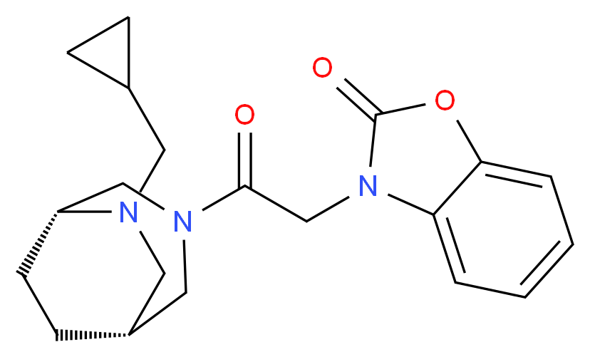3-{2-[(1R*,5R*)-6-(cyclopropylmethyl)-3,6-diazabicyclo[3.2.2]non-3-yl]-2-oxoethyl}-1,3-benzoxazol-2(3H)-one_Molecular_structure_CAS_)
