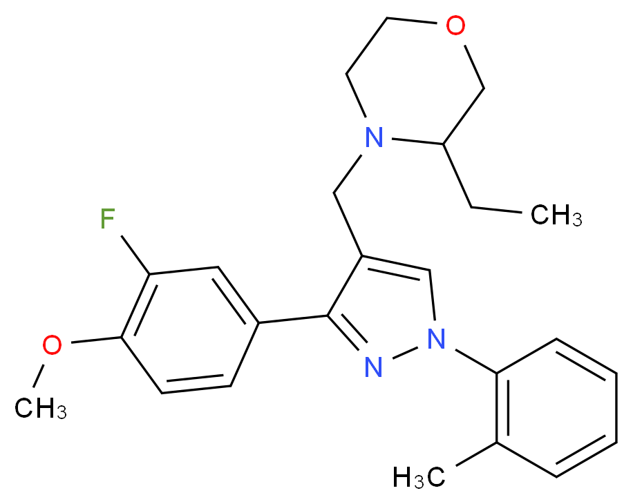 3-ethyl-4-{[3-(3-fluoro-4-methoxyphenyl)-1-(2-methylphenyl)-1H-pyrazol-4-yl]methyl}morpholine_Molecular_structure_CAS_)