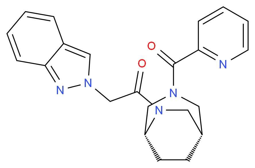2-{2-oxo-2-[(1S*,5R*)-3-(2-pyridinylcarbonyl)-3,6-diazabicyclo[3.2.2]non-6-yl]ethyl}-2H-indazole_Molecular_structure_CAS_)