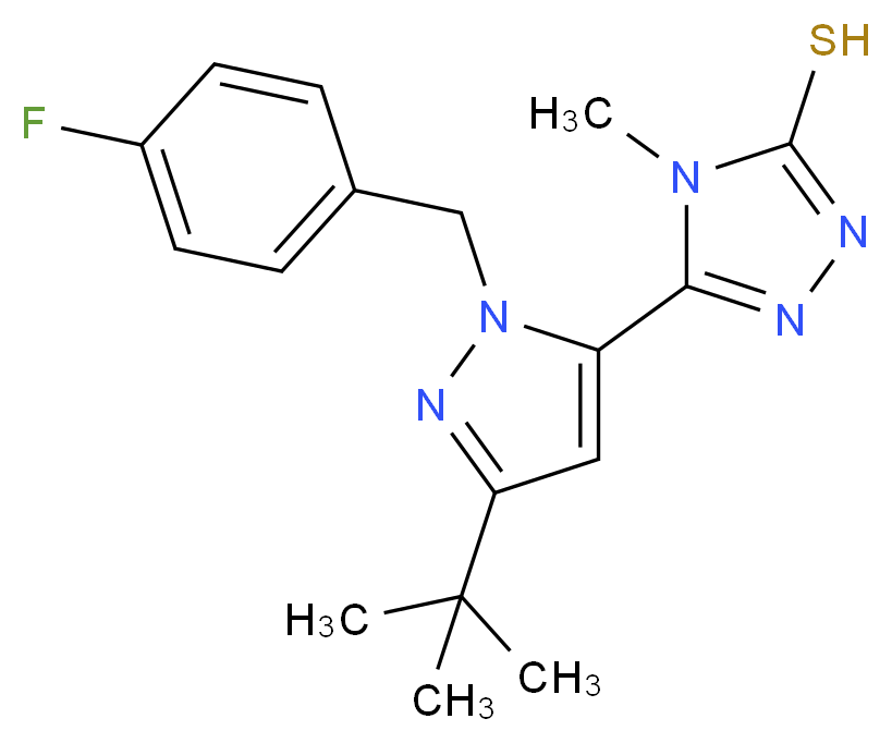 5-[3-(tert-Butyl)-1-(4-fluorobenzyl)-1H-pyrazol-5-yl]-4-methyl-4H-1,2,4-triazole-3-thiol 97%_Molecular_structure_CAS_)