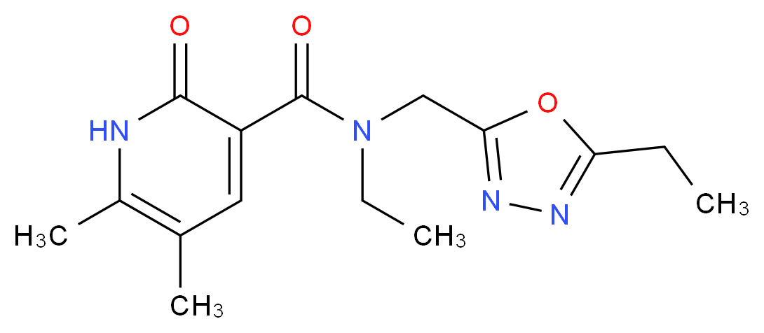 N-ethyl-N-[(5-ethyl-1,3,4-oxadiazol-2-yl)methyl]-5,6-dimethyl-2-oxo-1,2-dihydro-3-pyridinecarboxamide_Molecular_structure_CAS_)
