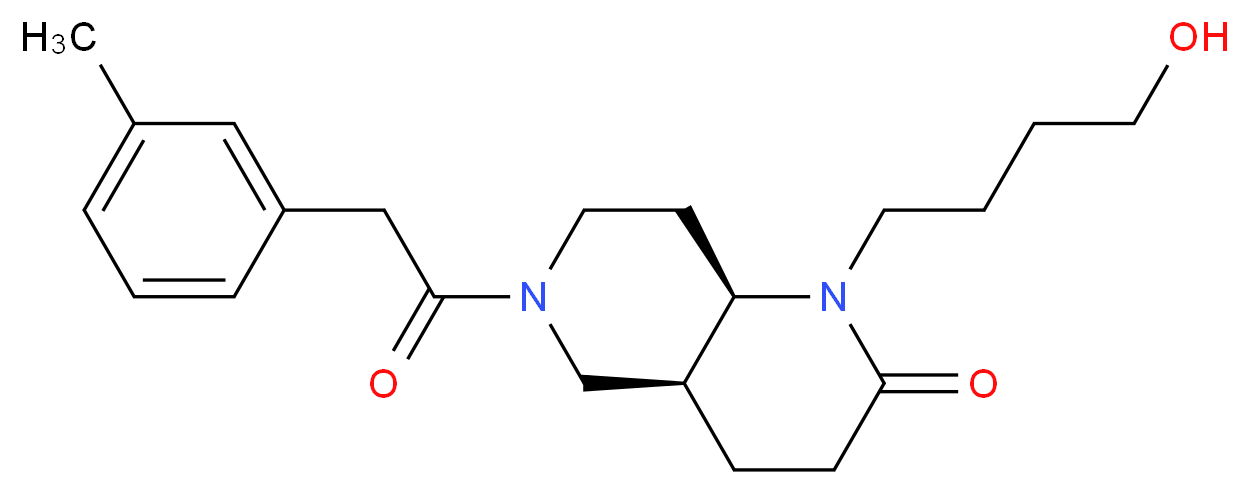 (4aS*,8aR*)-1-(4-hydroxybutyl)-6-[(3-methylphenyl)acetyl]octahydro-1,6-naphthyridin-2(1H)-one_Molecular_structure_CAS_)