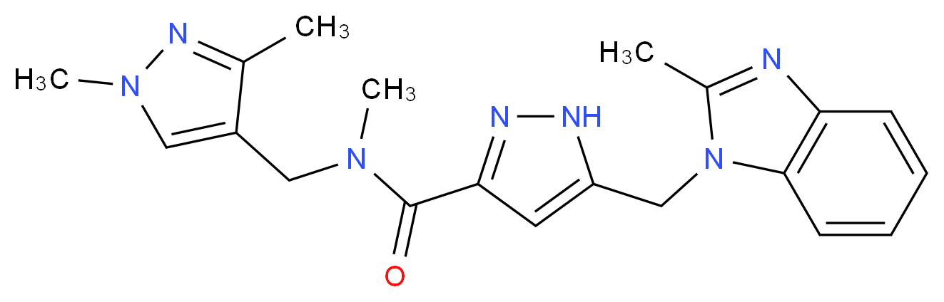 N-[(1,3-dimethyl-1H-pyrazol-4-yl)methyl]-N-methyl-5-[(2-methyl-1H-benzimidazol-1-yl)methyl]-1H-pyrazole-3-carboxamide_Molecular_structure_CAS_)