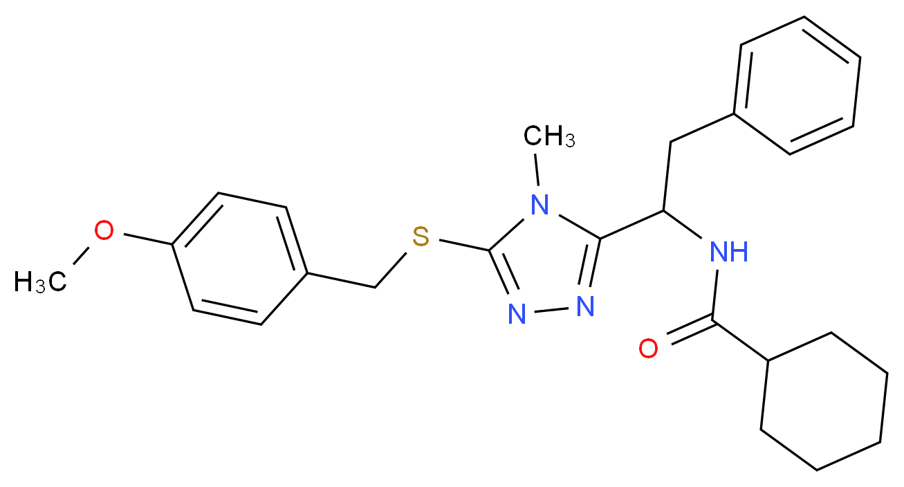 N-(1-{5-[(4-methoxybenzyl)thio]-4-methyl-4H-1,2,4-triazol-3-yl}-2-phenylethyl)cyclohexanecarboxamide_Molecular_structure_CAS_)