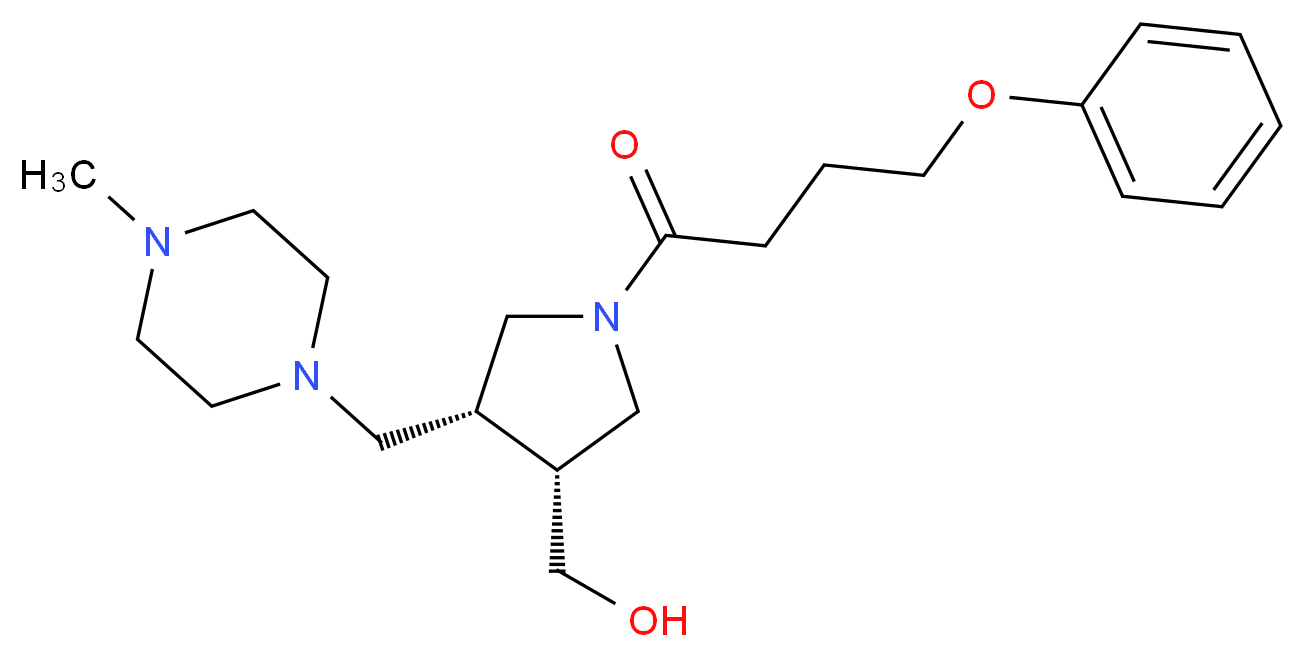 [(3R*,4R*)-4-[(4-methylpiperazin-1-yl)methyl]-1-(4-phenoxybutanoyl)pyrrolidin-3-yl]methanol_Molecular_structure_CAS_)