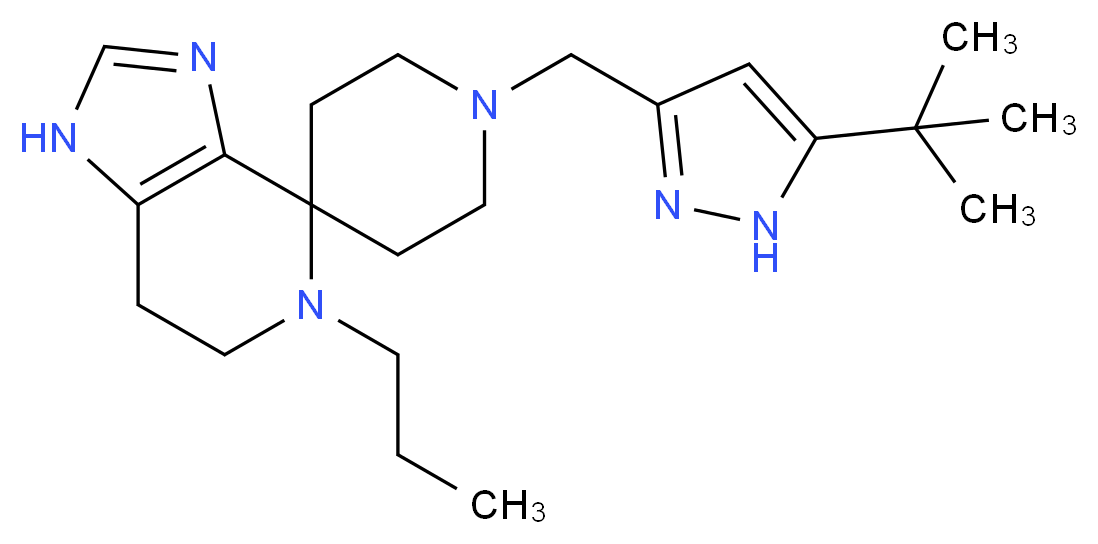 1'-[(5-tert-butyl-1H-pyrazol-3-yl)methyl]-5-propyl-1,5,6,7-tetrahydrospiro[imidazo[4,5-c]pyridine-4,4'-piperidine]_Molecular_structure_CAS_)
