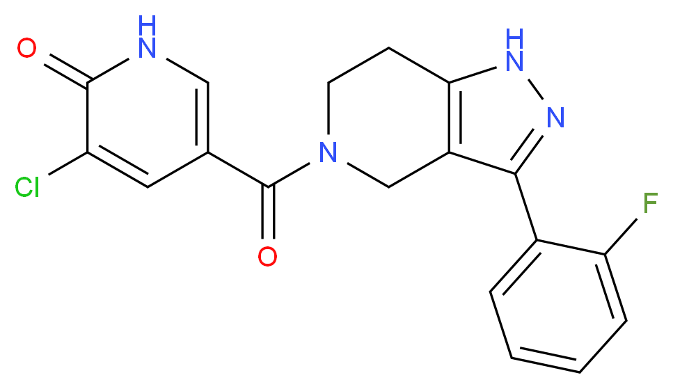 3-chloro-5-{[3-(2-fluorophenyl)-1,4,6,7-tetrahydro-5H-pyrazolo[4,3-c]pyridin-5-yl]carbonyl}pyridin-2(1H)-one_Molecular_structure_CAS_)