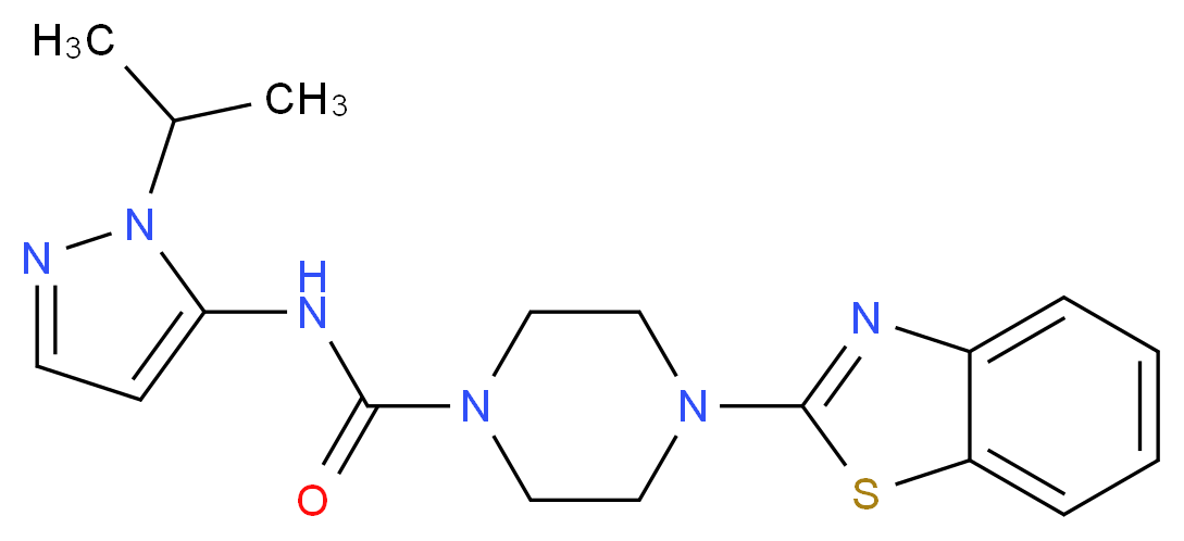 4-(1,3-benzothiazol-2-yl)-N-(1-isopropyl-1H-pyrazol-5-yl)piperazine-1-carboxamide_Molecular_structure_CAS_)