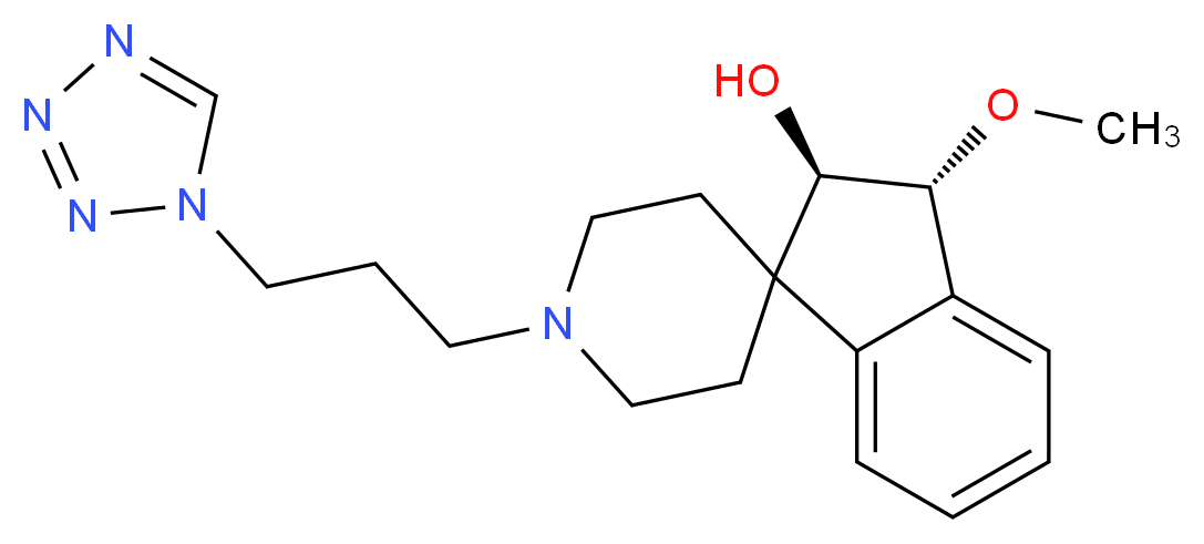 (2R*,3R*)-3-methoxy-1'-[3-(1H-tetrazol-1-yl)propyl]-2,3-dihydrospiro[indene-1,4'-piperidin]-2-ol_Molecular_structure_CAS_)