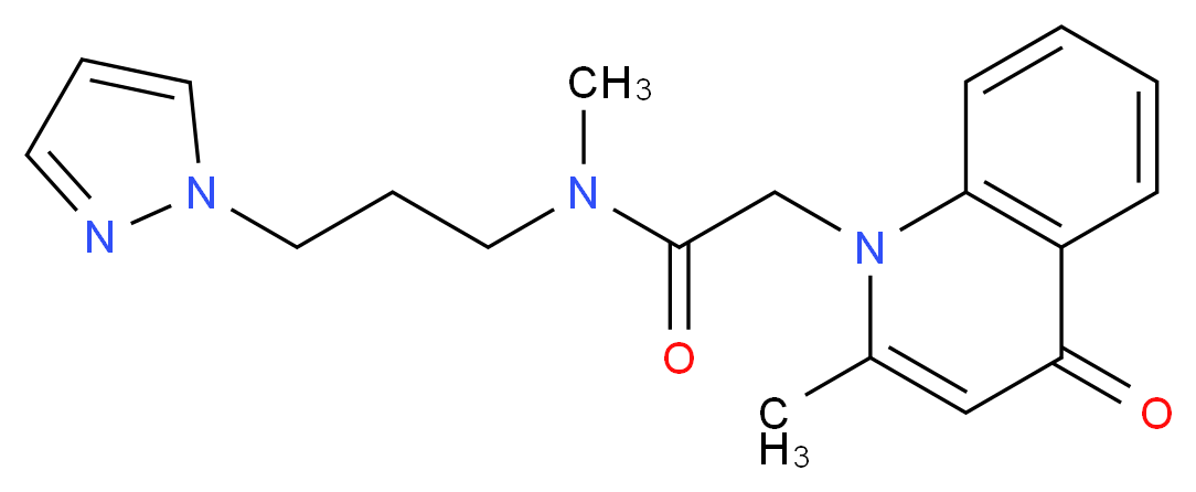 N-methyl-2-(2-methyl-4-oxoquinolin-1(4H)-yl)-N-[3-(1H-pyrazol-1-yl)propyl]acetamide_Molecular_structure_CAS_)