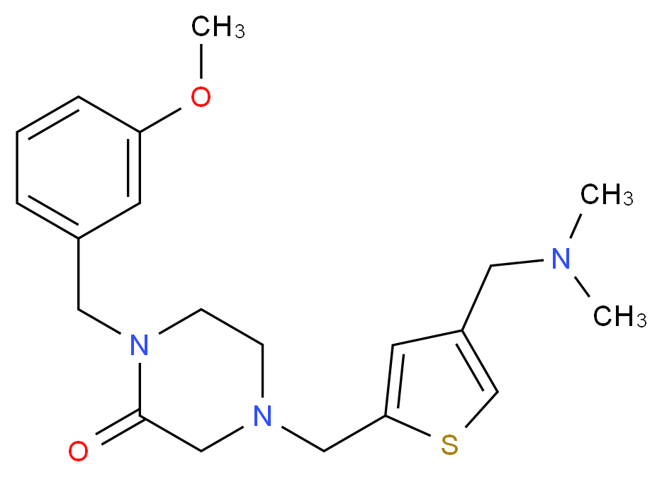 4-({4-[(dimethylamino)methyl]-2-thienyl}methyl)-1-(3-methoxybenzyl)-2-piperazinone_Molecular_structure_CAS_)