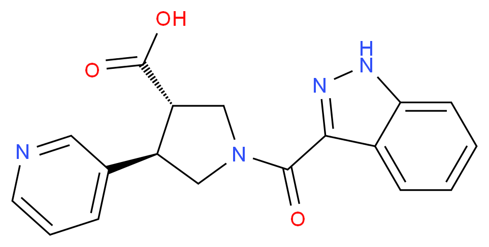 (3S*,4R*)-1-(1H-indazol-3-ylcarbonyl)-4-pyridin-3-ylpyrrolidine-3-carboxylic acid_Molecular_structure_CAS_)