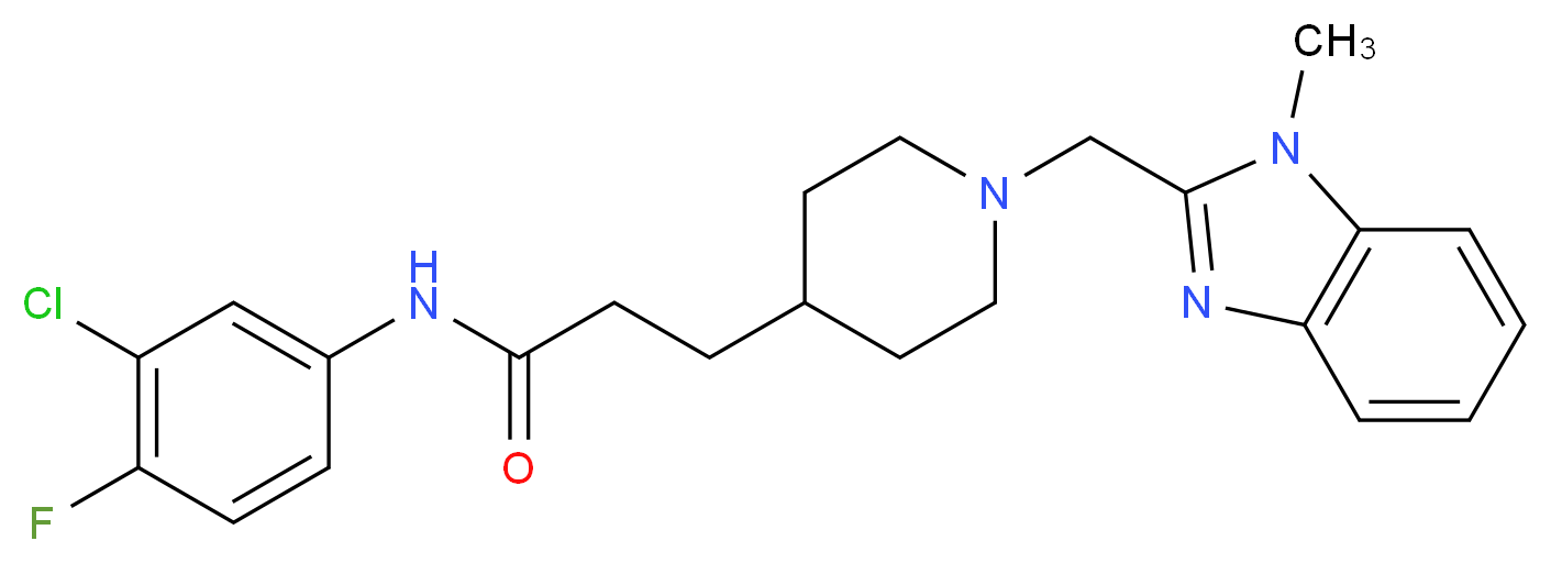 N-(3-chloro-4-fluorophenyl)-3-{1-[(1-methyl-1H-benzimidazol-2-yl)methyl]-4-piperidinyl}propanamide_Molecular_structure_CAS_)