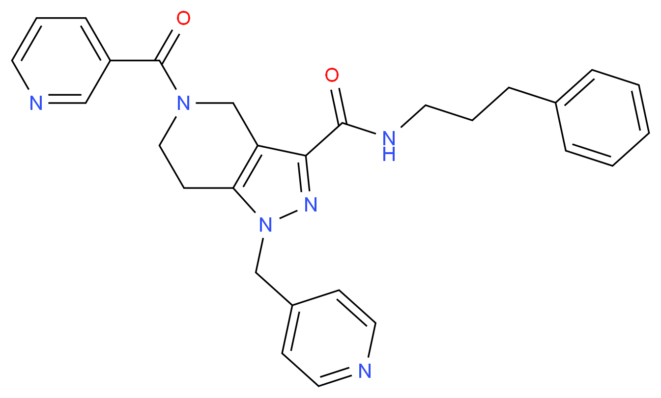 N-(3-phenylpropyl)-5-(3-pyridinylcarbonyl)-1-(4-pyridinylmethyl)-4,5,6,7-tetrahydro-1H-pyrazolo[4,3-c]pyridine-3-carboxamide_Molecular_structure_CAS_)